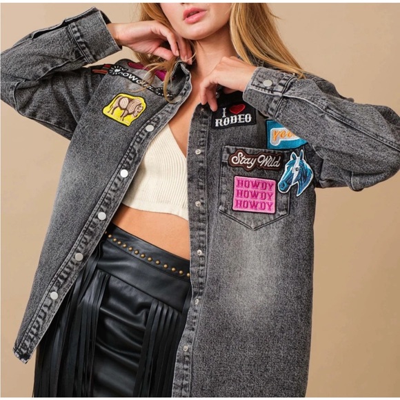 Upcycled Morgan Wallen You Proof Black Oversized Embroidered Jean Jacket NWOT - Picture 6 of 12